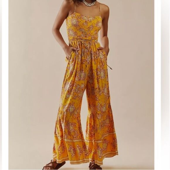 Free People Little Of Your Love Wide Leg Jumpsuit size L - Picture 1 of 16